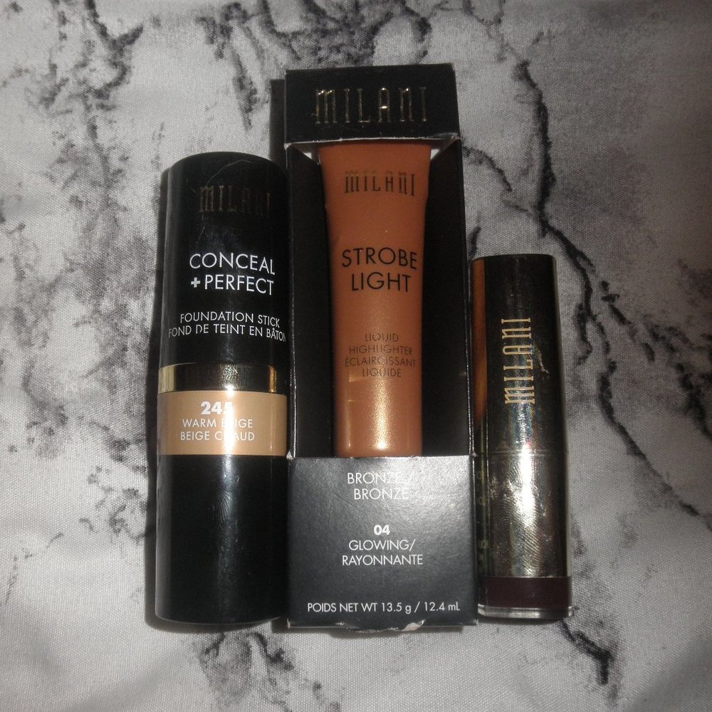 MILANI bundle foundation stick,lipstick,bronze